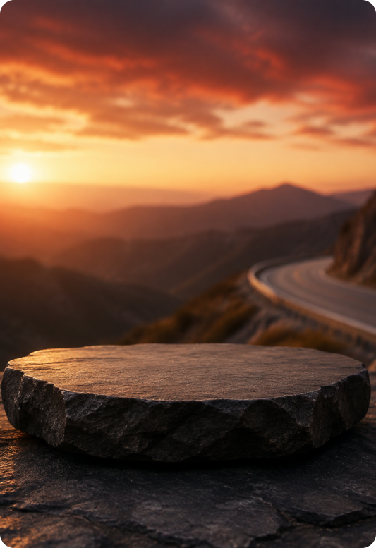 Mountain road at sunset